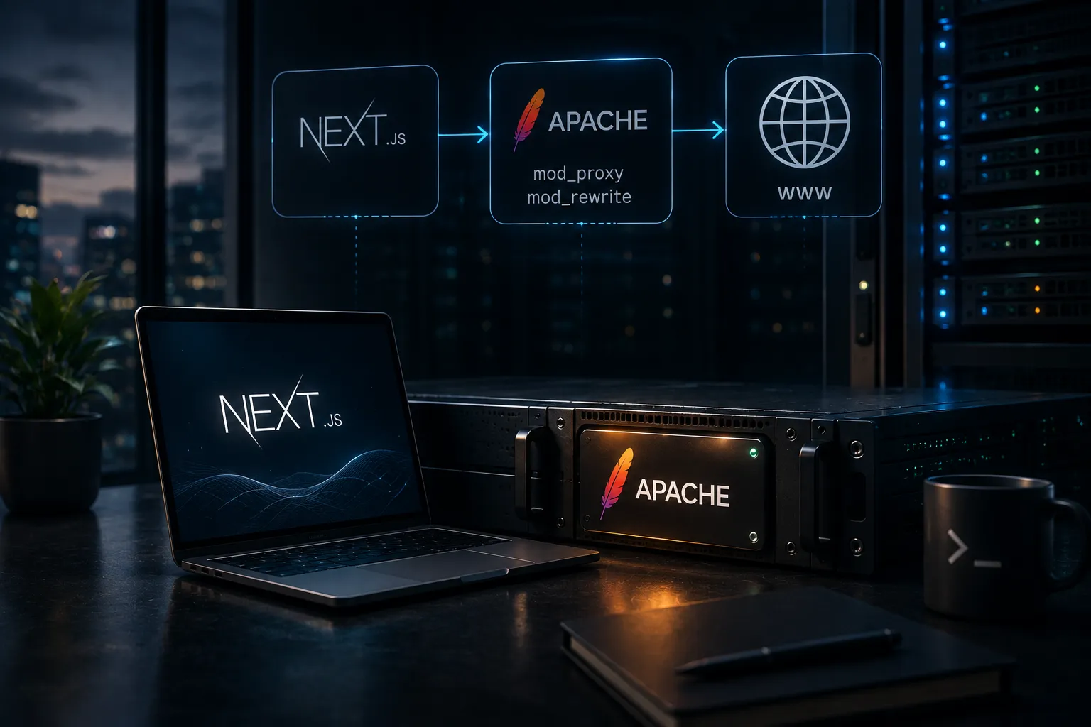 Next.js deployment on Apache2 server with Linux terminal
